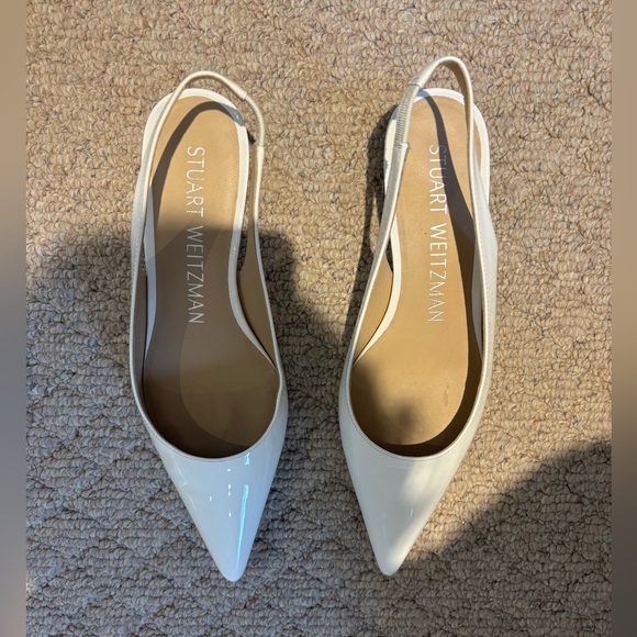 Stuart Weitzman White Patent Slingbacks - Picture 4 of 12